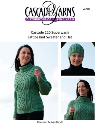 Lattice Knit Sweater & Hat in Cascade 220 Superwash - W210