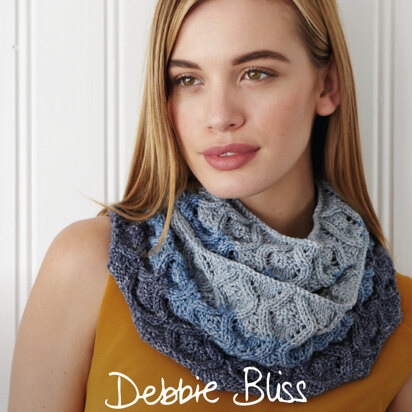 "Nicole Cowl" - Cowl Knitting Pattern For Women in Debbie Bliss Cotton Denim DK - DBS048