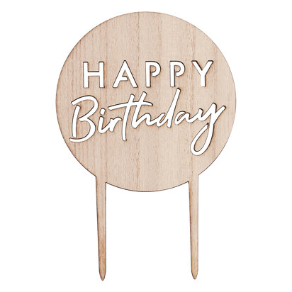 Ginger Ray Cake Topper - Happy Birthday - Round - Wooden