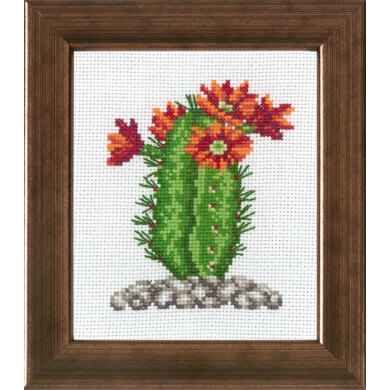 Permin Cactus Orange Cross Stitch Kit - 10cm x 12cm