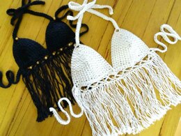 Crochet Boho Tassel Bikini Top