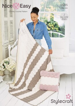 Crochet Blanket and Cushion in Stylecraft Softie Chunky - 9935 - Downloadable PDF