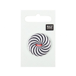 Rico Button With Color Spiral, Black