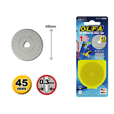 Olfa 45mm Straight Edge Rotary Blade, 1-pack (RB45-1)"