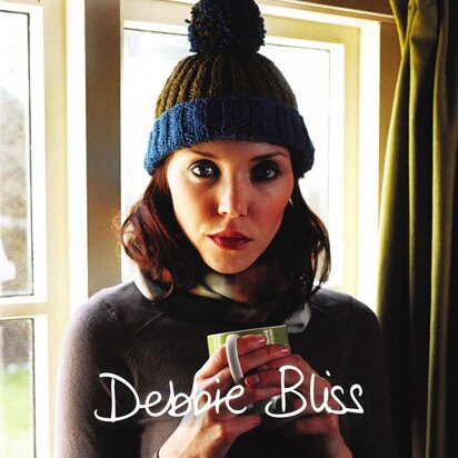 "Rib and Bobble Hat" - Hat Knitting Pattern For Women in Debbie Bliss Blue Faced Leicester Aran