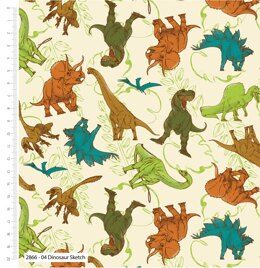 Craft Cotton Company A Blast from The Past Natural History Museum - Dinosaur Sketch