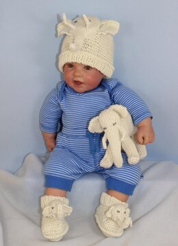 Baby Elephant Toy, Beanie and Booties Set