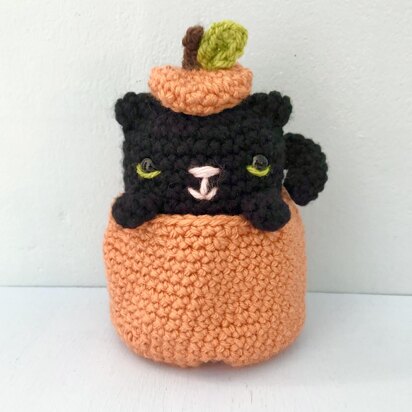 Crochet Cat in a Pumpkin