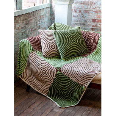 Vortex Afghan & Pillows in Caron Simply Soft and Simply Soft Collection - Downloadable PDF