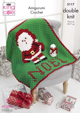 Christmas Corner To Corner Blanket & Snowman Amigurumi Crochet in King Cole Pricewise DK & Dolly Mix DK - 5117pdf - Downloadable PDF
