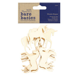 Papermania Wooden Shapes (12pcs) - Unicorn - Bare Basics