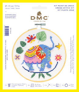 DMC Elephant Cross Stitch Kit - 9.8 x 9.8 in (25 x 25 cm)