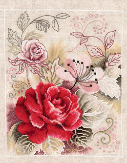 Vervaco Rose Arabesque Cross Stitch Kit - 22cm x 28cm