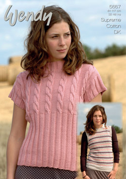 Cabled and Striped Sweaters in Wendy Cotton DK - 5667
