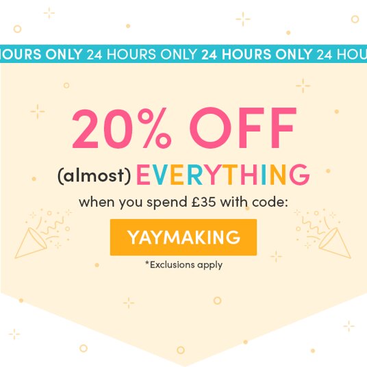 20 percent off almost everything full-priced! Code: YAYMAKING