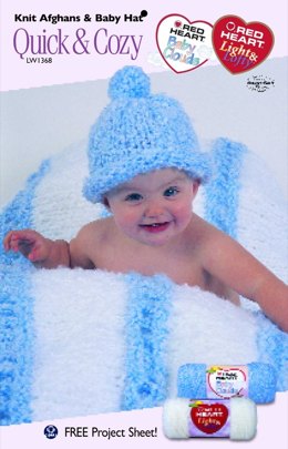 Knit Afghans & Baby Hat in Red Heart Baby Clouds - LW1368