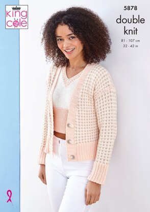 Cardigans and Top in  King Cole Finesse Cotton Silk DK - 5878 - Downloadable PDF