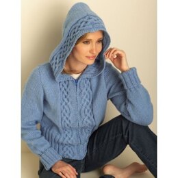 Cozy Cable Hooded Cardigan in Bernat Super Value