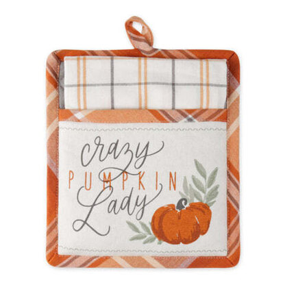 Design Imports Crazy Pumpkin Lady Potholder/Dishtowel Gift Set