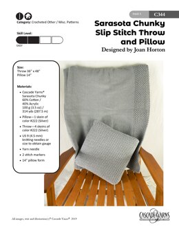 Slip Stitch Throw & Pillow in Cascade Yarns Sarasota Chunky - C344 - Downloadable PDF