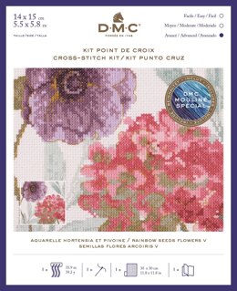 DMC Rainbow Seeds Flowers V Cross Stitch Kit - 14cm x 15cm
