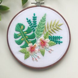 Tropical Hibiscus Embroidery Pattern