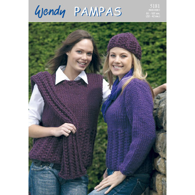 Sweaters, Scarf, Hat and Sleeveless Top in Wendy Pampas Mega Chunky - 5181
