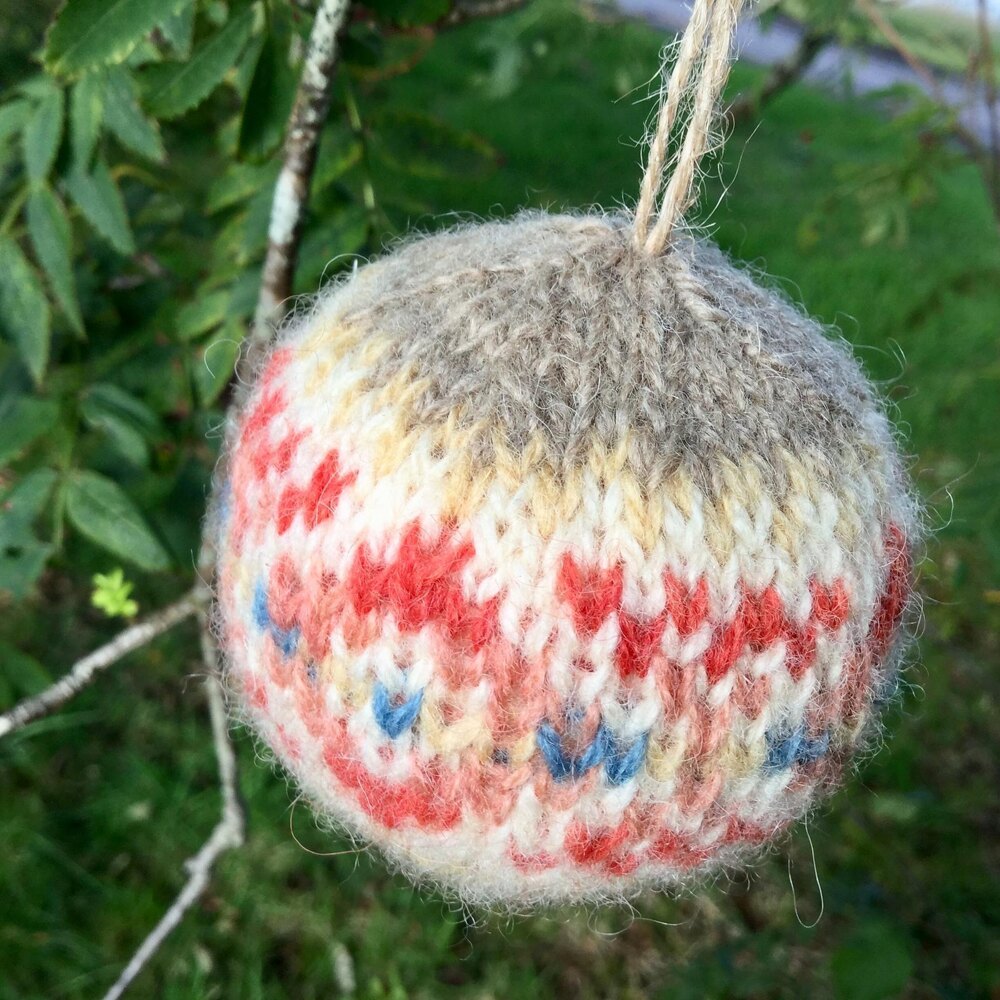 Knitted Christmas Bauble Pattern with Fair Isle Design