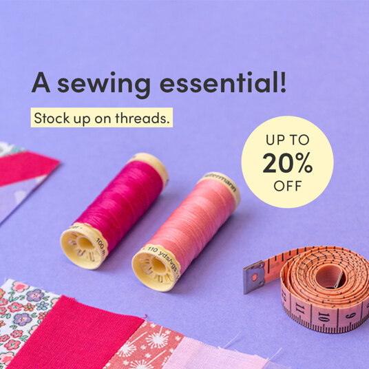 Up to 20 percent off sewing & quilting threads!