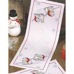 Permin Christmas Polar Bear Table Runner Cross Stitch Kit - 24cm x 62cm