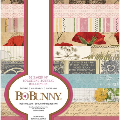 American Crafts BoBunny Single-Sided Paper Pad 6"X8" 36/Pkg - Botanical Journal, 12 Designs/3 Each