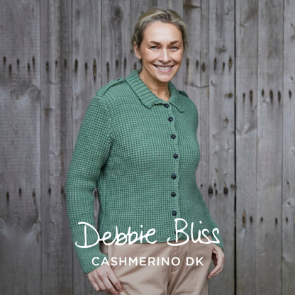 Rice Stitch Jacket - Knitting Pattern for Women in Debbie Bliss Cashmerino DK by Debbie Bliss - DB411 - Downloadable PDF