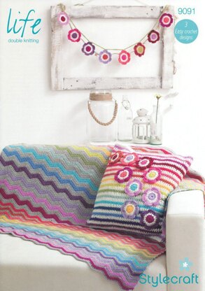 Blanket, Cushion Cover and Bunting in Stylecraft Life DK - 9091