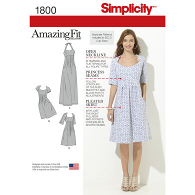 Simplicity Women's & Plus Size Amazing Fit Dresses 1800 - Sewing Pattern