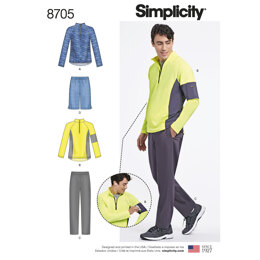 Simplicity 8705 Men's Trousers or Shorts and Knit Pullover Top - Paper Pattern, Size A (XS-S-M-L-XL)