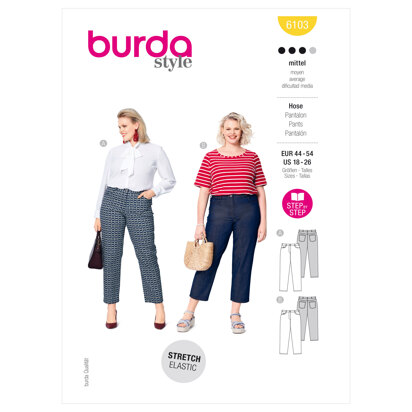 Burda Style Women's Trousers and Pants B6103 - Paper Pattern, Size 18-28