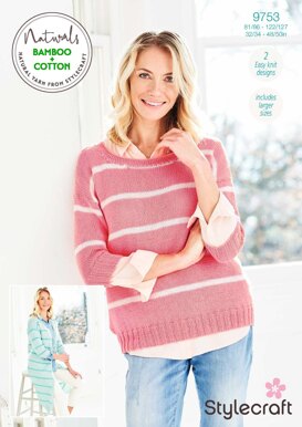 Cardigan and Sweater in Stylecraft Naturals Bamboo & Cotton DK - 9753 - Downloadable PDF