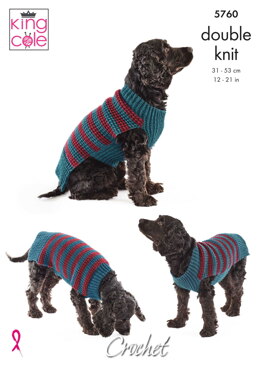 Dog Coats Crocheted in King Cole Pricewise DK - 5760 - Downloadable PDF