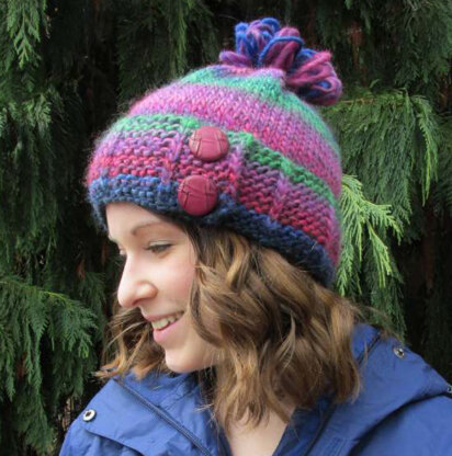 Slip Stitch Button Hat in Plymouth Gina Chunky - F569