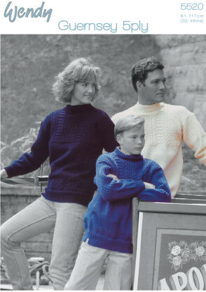 Family Guernsey Sweaters in Wendy Guernsey 5 Ply - 5520