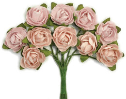 Kaisercraft Mini Paper Blooms Flowers W/Wire Stem 10/Pkg - Dusty Pink, .5"