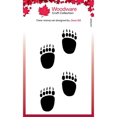 Woodware Clear Singles Festive Fuzzies - Mini Polar Bear Paws Stamp 2.6in x 1.7in