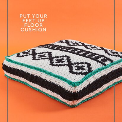 Put Your Feet Up Floor Cushion - Free Crochet Pattern For Home in Paintbox Yarns Recycled Ribbon