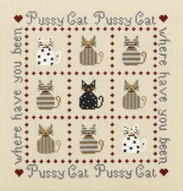 Historical Sampler Company Pussy Cat, Pussy Cat Cross Stitch Kit - 21cm x 21cm