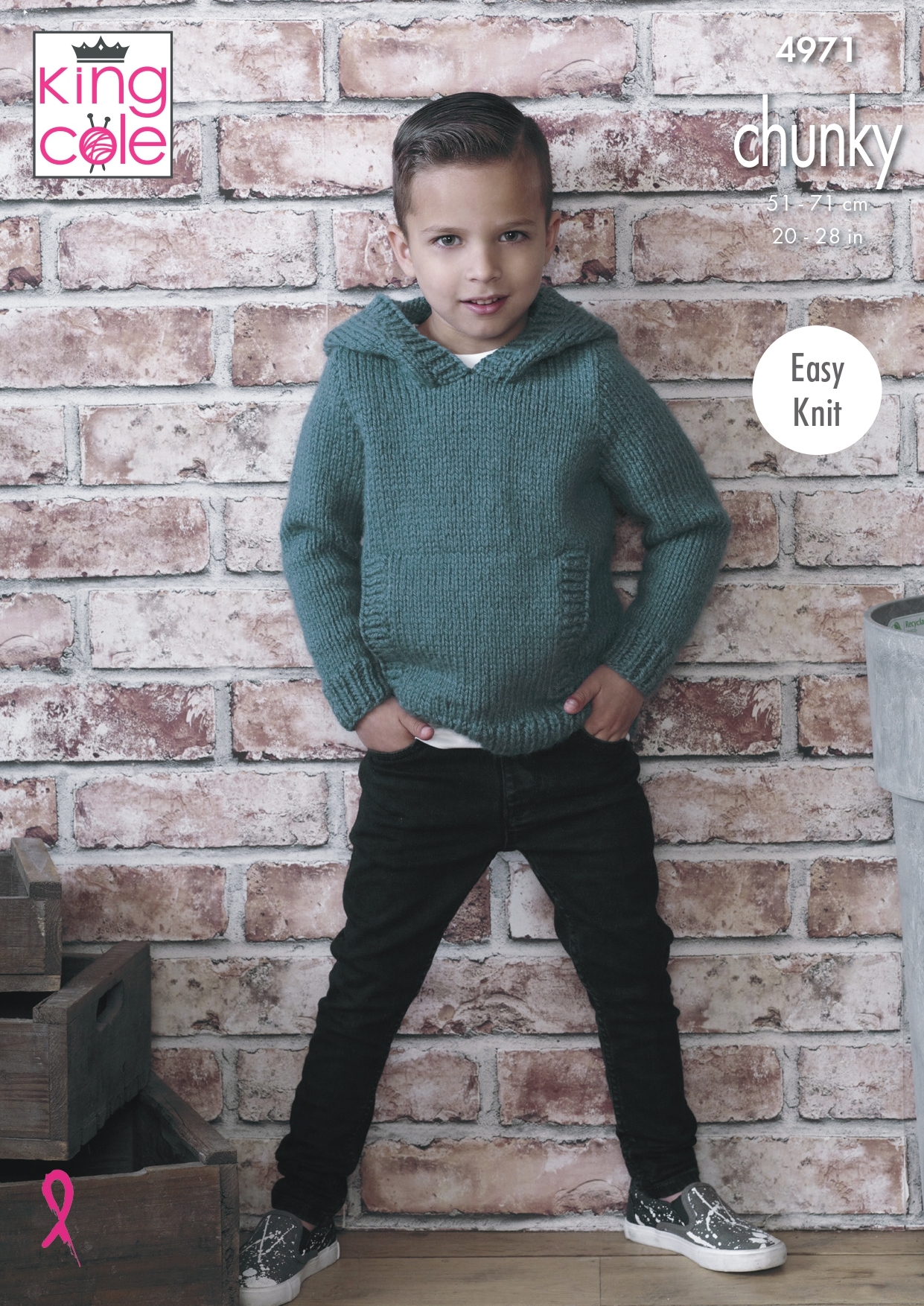 5483 King Cole Boys Double Knitting Pattern Raglan Sleeve Round Neck or Hooded Sweater 
