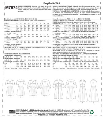 McCall's Misses' Dresses M7974 - Sewing Pattern