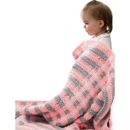 Gingham Blanket in Bernat Baby Coordinates Solids - Downloadable PDF
