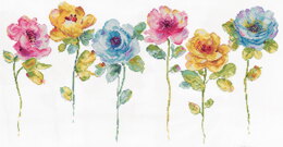 Design Works Watercolour Floral Row Cross Stitch Kit - 61cm x 30cm