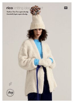 Cardigan, Hat and Mitten in Rico Fashion Fine Fur Super Chunky & Essentials Super Super Chunky- 809 - Downloadable PDF
