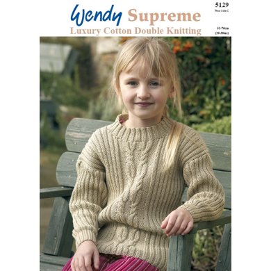Girl's Cable and Wide Rib Tunics in Wendy Supreme Cotton DK - 5129